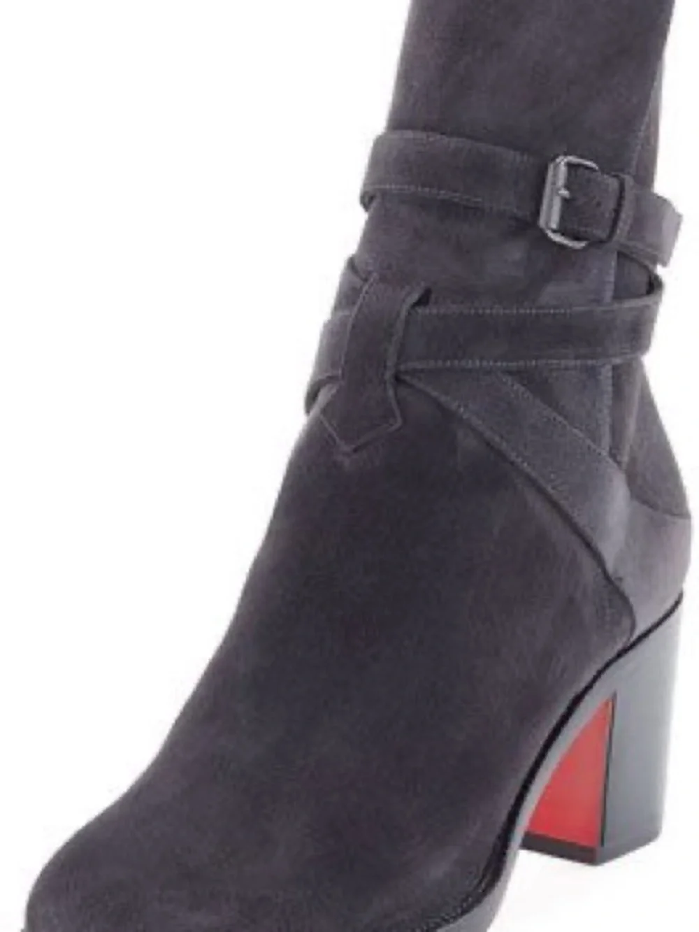 Christian Louboutin Karistrap 70 Black Suede Buckle Ankle Boots 39.5